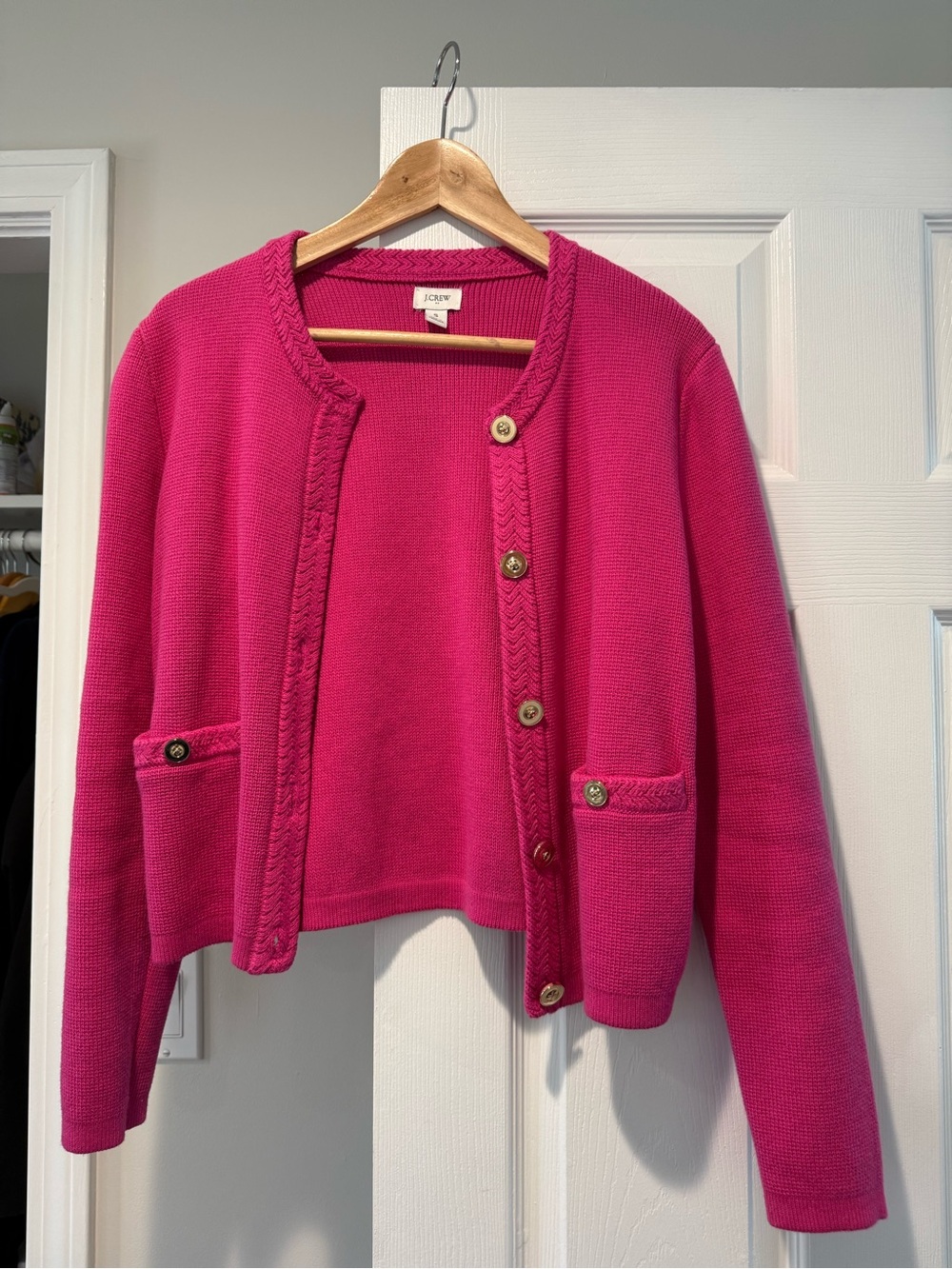 J. Crew Hot Pink Braided-Trim Lady Jacket
